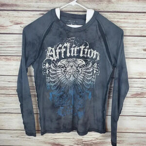 Affliction Live Fast Mens Large Gray Long Sleeve Shirt Top